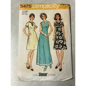 Vintage 1970's Simplicity "Look Slimmer" Pattern #5475 Women's Dress Size 14.5